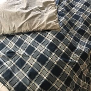 Navy & Gray plaid Queen comforter